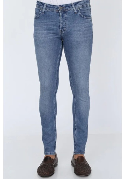 Digital Jeans Erkek Slim Fit Dar Kesim Dar Paça Kot Panto Açık Mavi Açık Gri