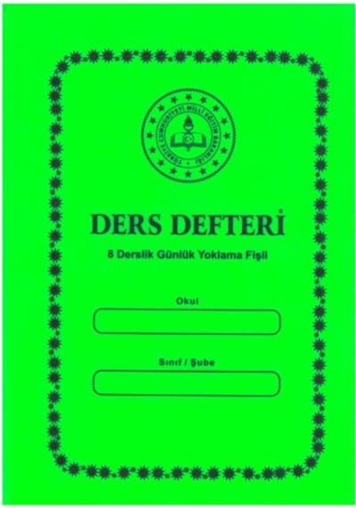 Ders Defteri 8 derslik Günlük Yoklamalı Plastik kapak Asorti