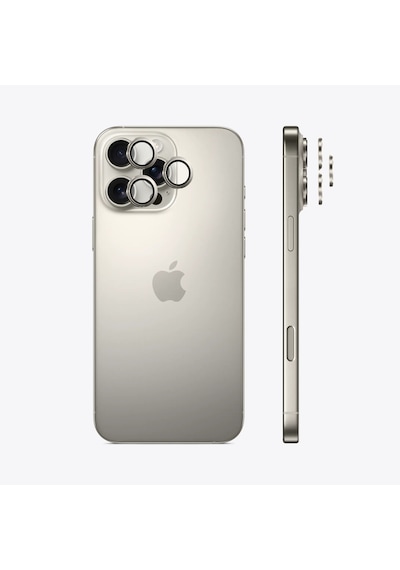 Safeus Safir Temperli Kamera Lens Koruyucu Apple Uyumlu iPhone 16 Pro Max İle Titanyum Gri