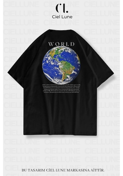 Nevermind Unisex Kadın Erkek World Baskılı Özel Tasarım Oversize Siyah