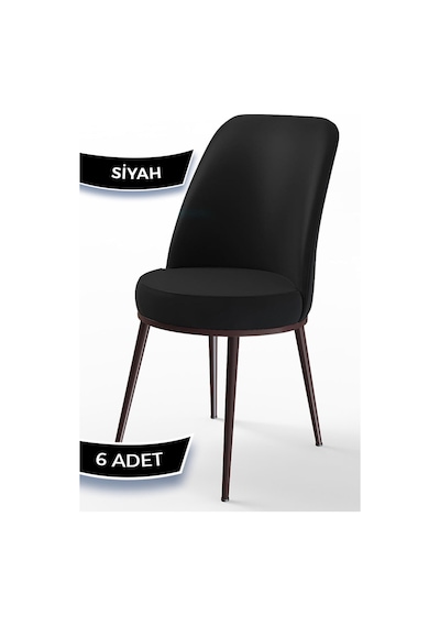 Canisa Concept Dexa Serisi Siyah Renk 6 Adet Sandalye, Renk Siyah, Ayaklar Kahverengi Siyah