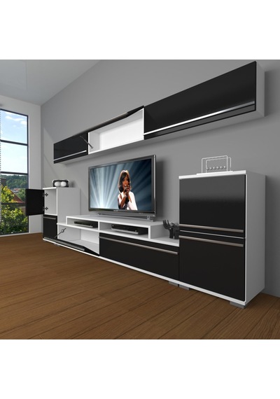 Decoraktiv Ekoflex 9 Mdf Tv Ünitesi Tv Sehpası Beyaz - Siyah