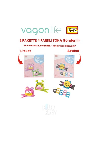 4'lü Saç Toka Seti Önce Birleştir,sonra Tak 2 Paket 4 Adet Gönderilir Yapı Toka Seti Ff 7101-7135
