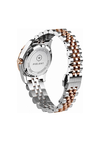 Pırlant Siyah Sedef Kadranlı Kadın Kol Saati Rose Gold - Gümüş