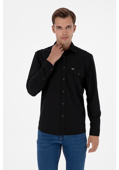 U.s. Polo Assn. Erkek Siyah Gömlek Desenli 50316655-vr046 Siyah