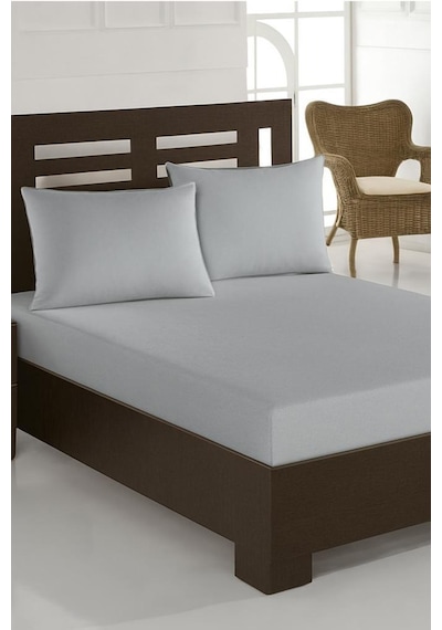 Penye Tek Kişilik 120x200 Cm Lastikli Çarşaf Açık Gri Açık Gri
