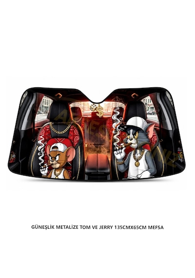 Güneşlik Metalize Ön Cam Tom Ve Jerry 135cmx65cm