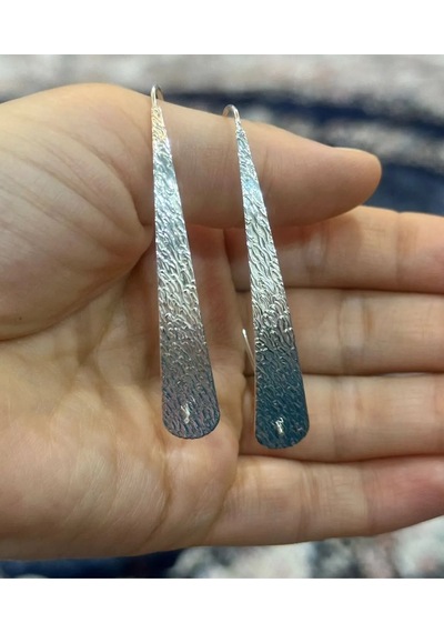 925 Ayar Sade Şık Gümüş Küpe 372 Beyaz