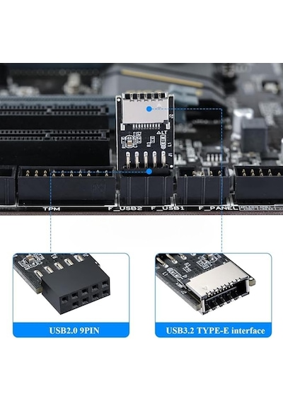 Lunatic 3649 Usb2.0 9 Pin - Type-e Anakart Çevirici Dönüştürücü Adaptör
