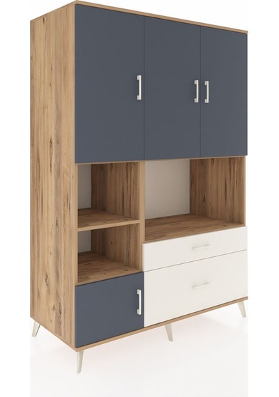 Kronos Dolap 7 Raflı 2 Çekmeceli 5 Kapaklı 132x59x195 Çam-ant... Çam
