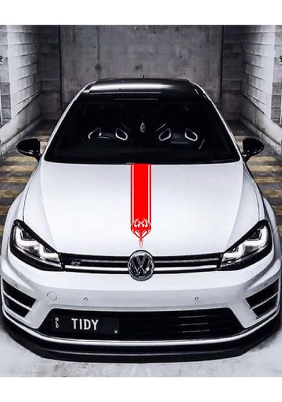 Oto Kaput Şerit Sticker Kılçık Tasarımlı Kırmızı 15 60 Cm