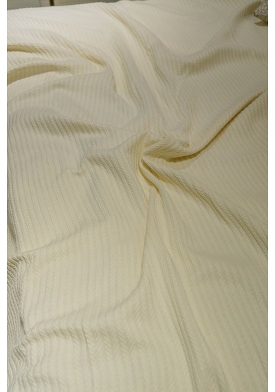 Sofline %100 Pamuk Çift Kişilik Yazlık Örgü Pike, Yatak Örtüsü, Terletmez Kumaş 240x200cm Krem