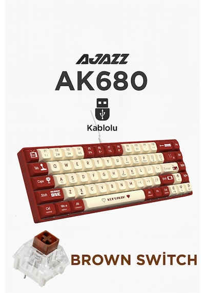 Ak680 Kablolu Brown Switch Mekanik Klavye-rainbow Aydınlatma Hot-swap