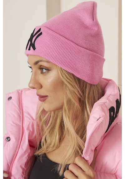 Eke Tekstil Pembe Unısex Ny Nakış Detaylı Yumuşak Dokulu Triko Bere Pembe
