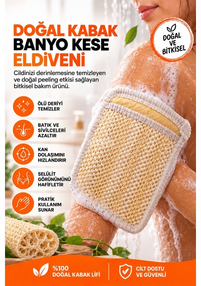 Doğal Kabak Banyo Kesesi Eldiveni Kabak Lifi Peeling Kesesi, Vücut Temizleme Ve Masaj Eldiveni
