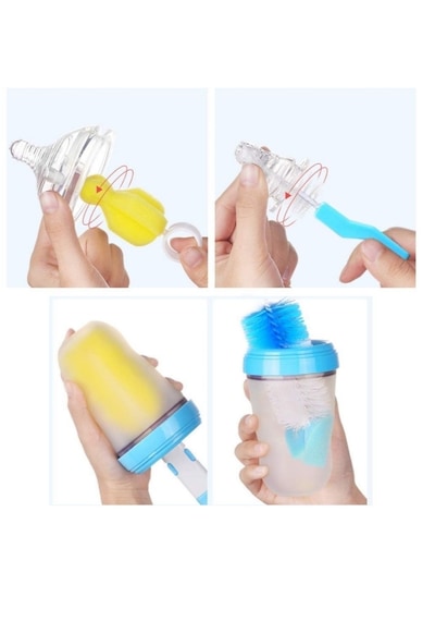7 Parça Bebek Biberon Emzik ve Şişe Temizleme Fırçası Seti - Pipet Temizleyici & Steril Maşa Hediyeli