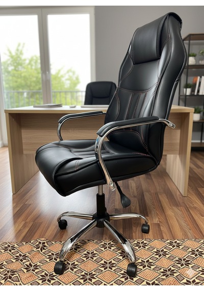 Premium Ortopedik Bel Destekli Makam Koltuğu, Ofis Koltuğu, Çalışma Koltuğu, Yönetici Koltuğu Siyah