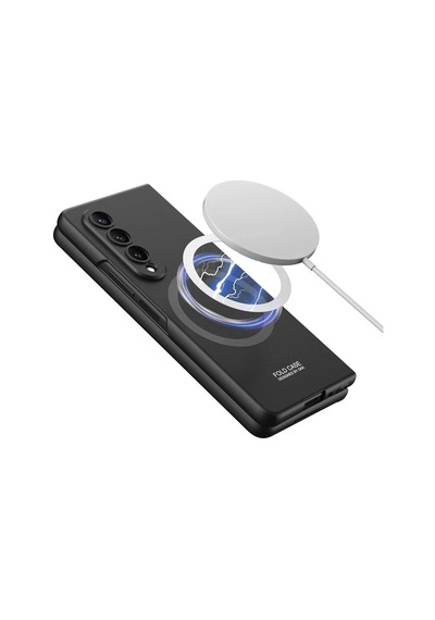Rba Aksesuar Galaxy Uyumlu Z Fold 4 Kılıf Wireless Şarj Özellikli Rba Kıpta M-safe Kapak - Siyah Siyah