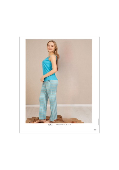 Baha Perfect Club Kadın İp Askılı V Yaka Pijama Takımı 4362t - 1 Adet Turkuaz