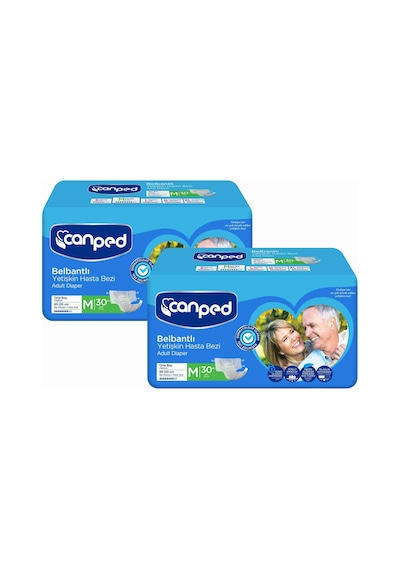 Canped Tekstil Yüzeyli Belbantlı Yetişkin Hasta Bezi Orta Boy M 30'Lu x 2 60 Adet