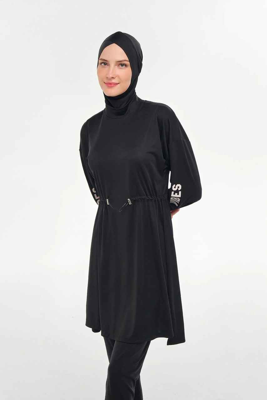 Rozamay Uzun Kollu Tesettür Mayo Siyah 253132 Siyah