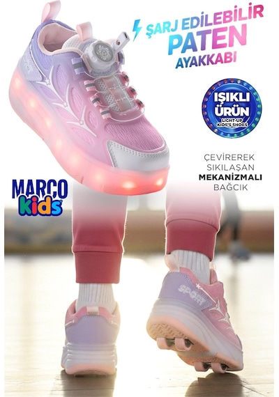 Marcokids Marco Kids 26y1801 Çocuk Işıklı Paten Ayakkabı Pembe