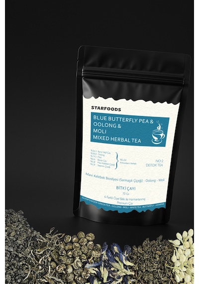 3 Paket No: 2  Tea Blue Butterfly & Oolong & Moli  Çayı Beyaz Çay Barut Yeşilçay