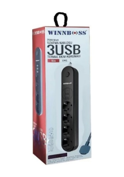 Senon Akıllı Çoklu Priz 4 Avrupa Tipi Soket 2 Usb 1 Type-c Bağlantı Noktalı 2 Metre Kablo Ev Ve Ofis İçin Uzatma Kablosu