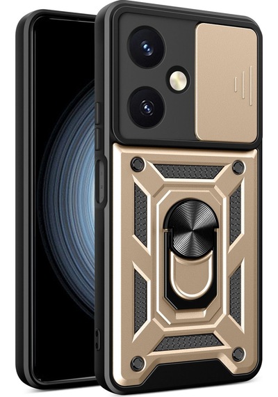 Vivo Y27 Uyumlu Kılıf Pars Lens Yüzüklü Silikon - Gold