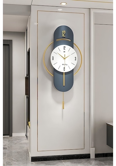 MetaQuartz Aksesuar Exclusive Milano Time Quartz Mekanizmalı Duvar Saati Lacivert - Lake Lacivert