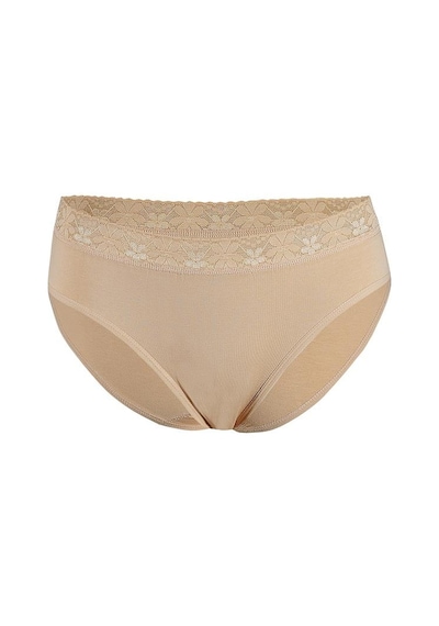 6 Adet Yıldız Bayan Likralı Beli Dantelli Bikini Külot Ten 3527 Ten