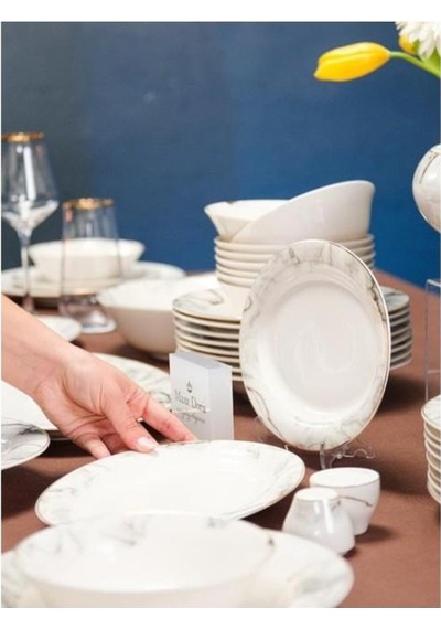 Maxx Doria Sky Marble 12 Kişilik 58 Parça Yemek Takımı Pa2073 Beyaz