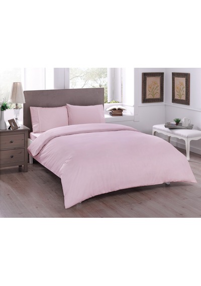 Taç Nevresim Takımı Düz Renk Basic Pembe Tek Kişilik