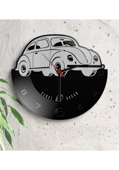 Kişiye Özel Retro Beetle Tasarımlı Ahşap Duvar Saati (Model 3-1)