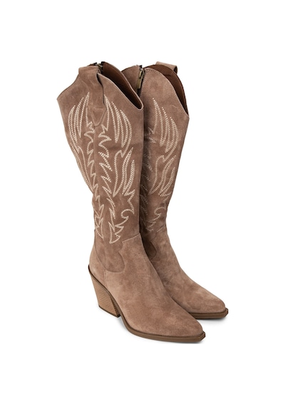 Deery Kadın Hakiki Süet Vizon Renkli Western Çizme - Z1614zvznc01 Vizon