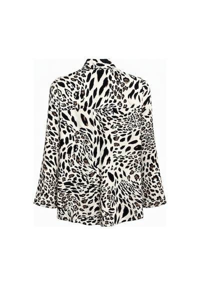 Mixray 4477 Kadın Leopar Desen Saten Gömlek Siyah Siyah