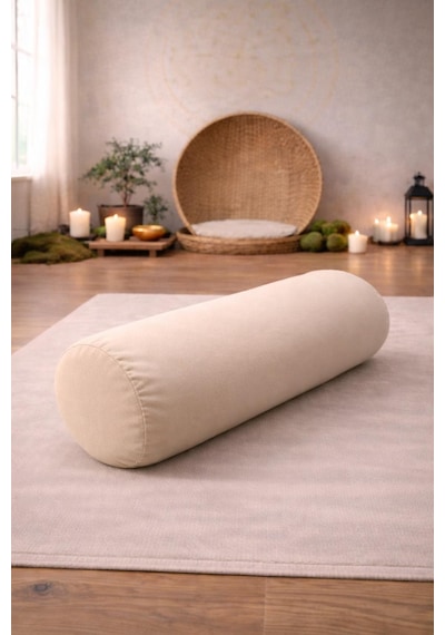 Yuvarlak Zafu Meditasyon Minderi & Bolster Minderi İkili Yoga Meditasyon Minder Seti Krem