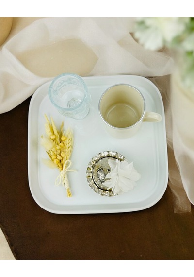 Bliss Nişan Damat Kahve Tepsisi Gümüş Gümüş