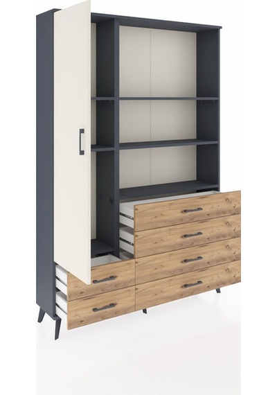 Arges Dolap 7 Raflı 6 Çekmeceli Tek Kapaklı 132x30x195 Antrasit-aytaşı/çam Aytası/atlas Çam Arges Dolap 7 Raflı 6 Çekmeceli Tek Kapaklı 132x30x195 Antrasit-aytaşı/çam Aytası/atlas Çam