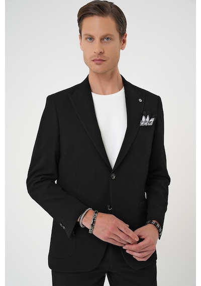 Efor Slim Fit Kırlangıç Yaka Torba Cep Çift Yırtmaç Casual Siyah Ceket C 700 Siyah
