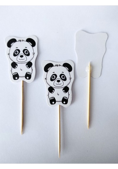 30 Adet Dekoratif Karton Sevimli Panda Şeklinde Pasta Kürdanı 6,5 Cm