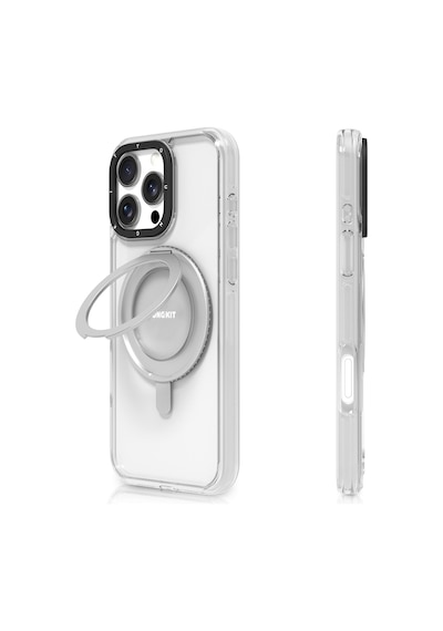 Apple iPhone 16 Pro Uyumlu Kılıf Magsafe Şarj Özellikli Parmak Ring Standlı Youngkit Pivot Serisi Kapak Şeffaf
