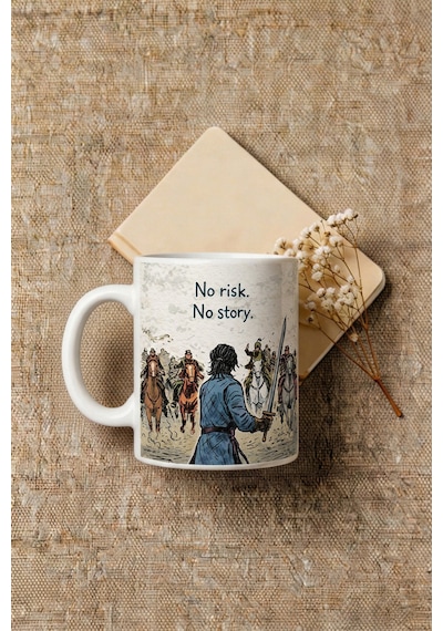 No Risk No Story Yazılı Kupa Bardak - Motivasyon Tasarım Baskılı Seramik Hediye Kupa Bardak Çok Renkli