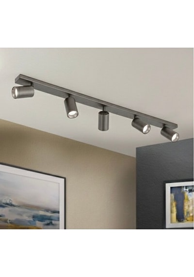 Gu10 120cm Beşli 5li Hareketli Başlıklı Led Spot Tavan Avize 150c Siyah