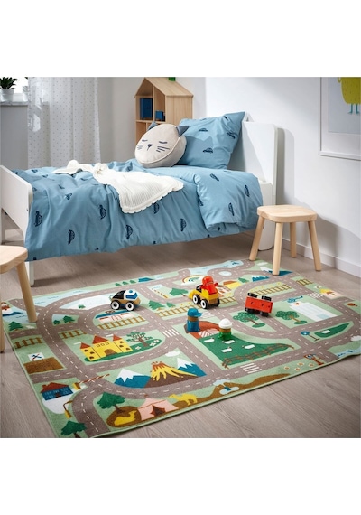 Vallaby Çocuk Halısı 100x133 Cm Oyunlu Çocuk Odası Halı Yeşil