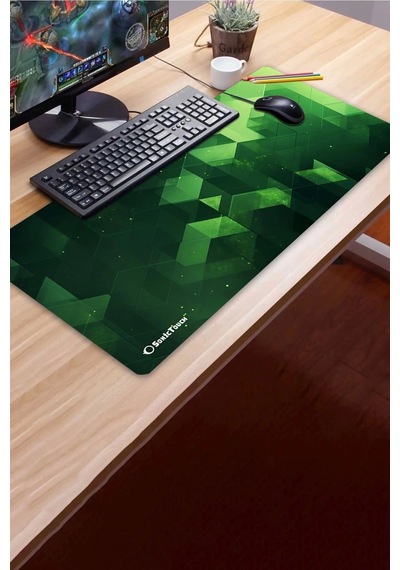 Sonictouch Ultragrand Zümrüt Yeşili Küpler Gamer Oyuncu Xxl Klavye Mouse Pad 40x90cm Mousepad