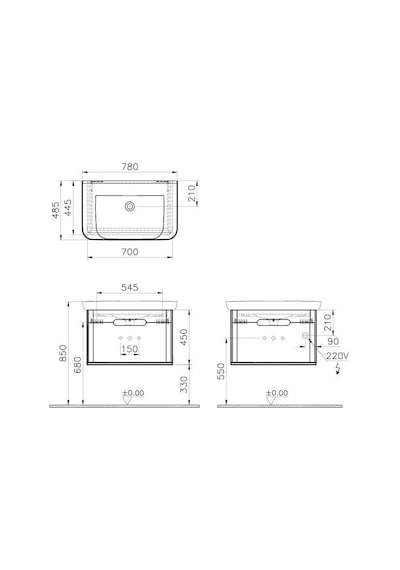 VitrA Sento 80Cm Mat Antrasit Alt Modül Ve Lavabo 60819 Çok Renkli VitrA Sento 80Cm Mat Antrasit Alt Modül Ve Lavabo 60819 Çok Renkli