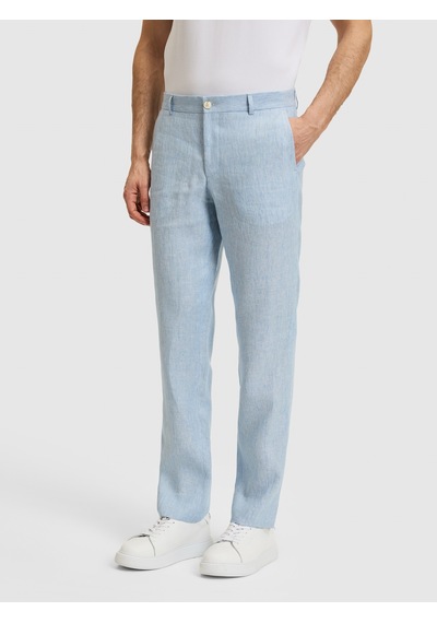 Cacharel Açık Mavi Slim Fit Beli Lastikli %100 Keten Pantolon Denim