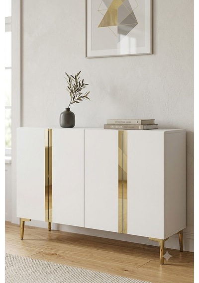 Ka1298bg Anka Konsol Ve Tv Sehpası Beyaz-gold 120cm