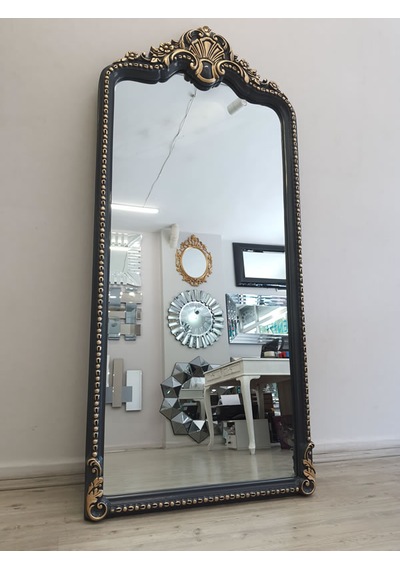 Ayna Denizi Princess Great Anthracite Gold Model Antrasit Altın Renk Dekoratif Boy Aynası Antrasit - Altın